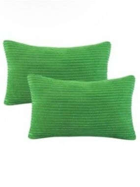 Everly Quinn Set of 2, 12”x20” Kelly Green Velvet Corduroy Throw Pillow Covers